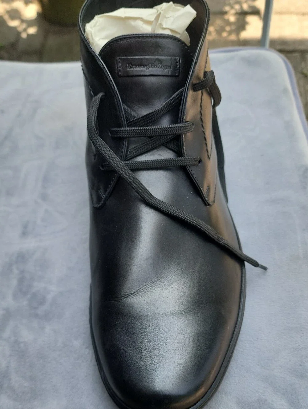 Ermenegildo Zegna Men’s Black Leather Chukka Boot